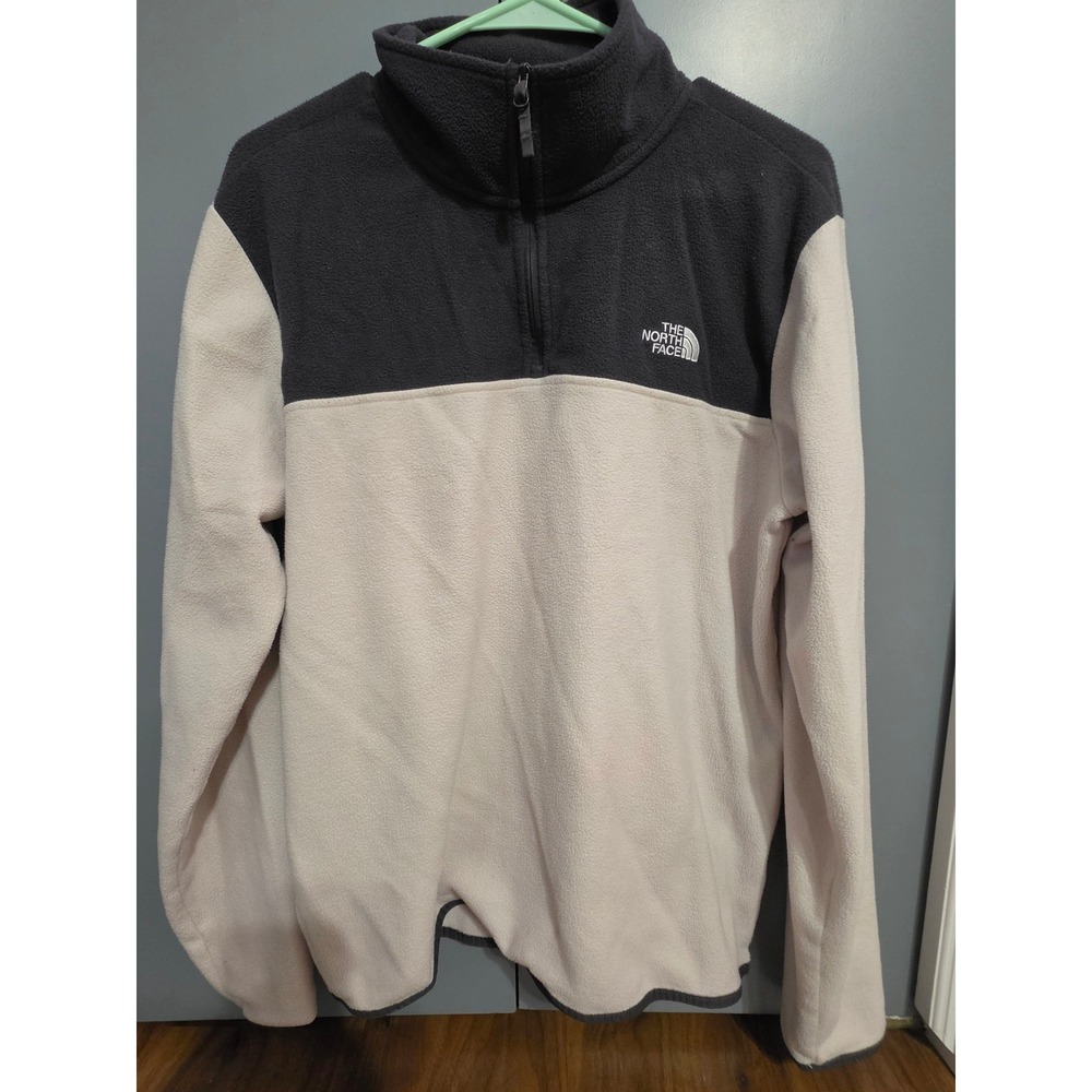 The North Face Fleece Pullover Mens Medium Cream Grey Quarter Zip